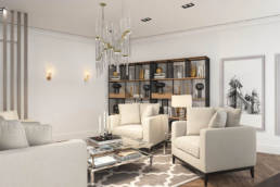 penacova-3d-sala 9 3D visualization of an elegant living room with exquisite design and captivating ambiance.