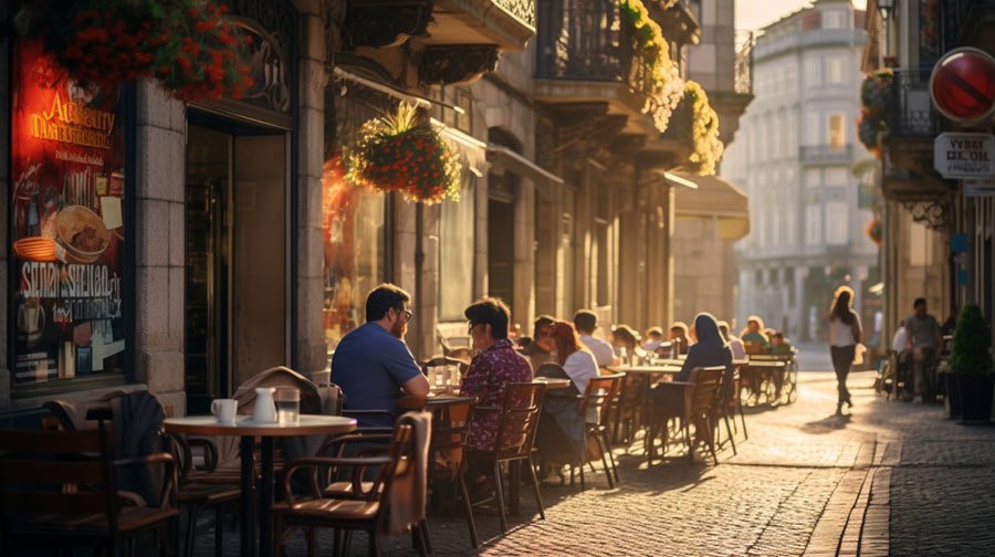 Cafe street scene in Portugal