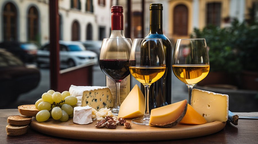 What makes Portuguese cuisine unique? 1 A spread of Portuguese cheese and wine, staples of Portuguese cuisine