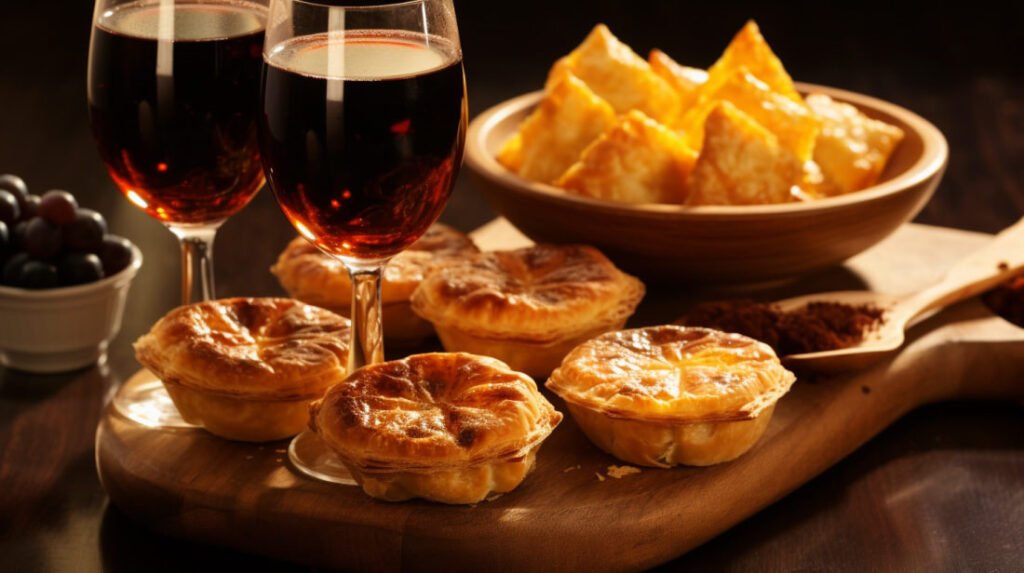 What makes Portuguese cuisine unique? 4 A selection of traditional Portuguese cuisine, including wine, cheese, and Pastéis de Nata